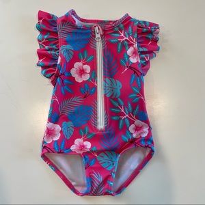 Shein short sleeve zip swimsuit